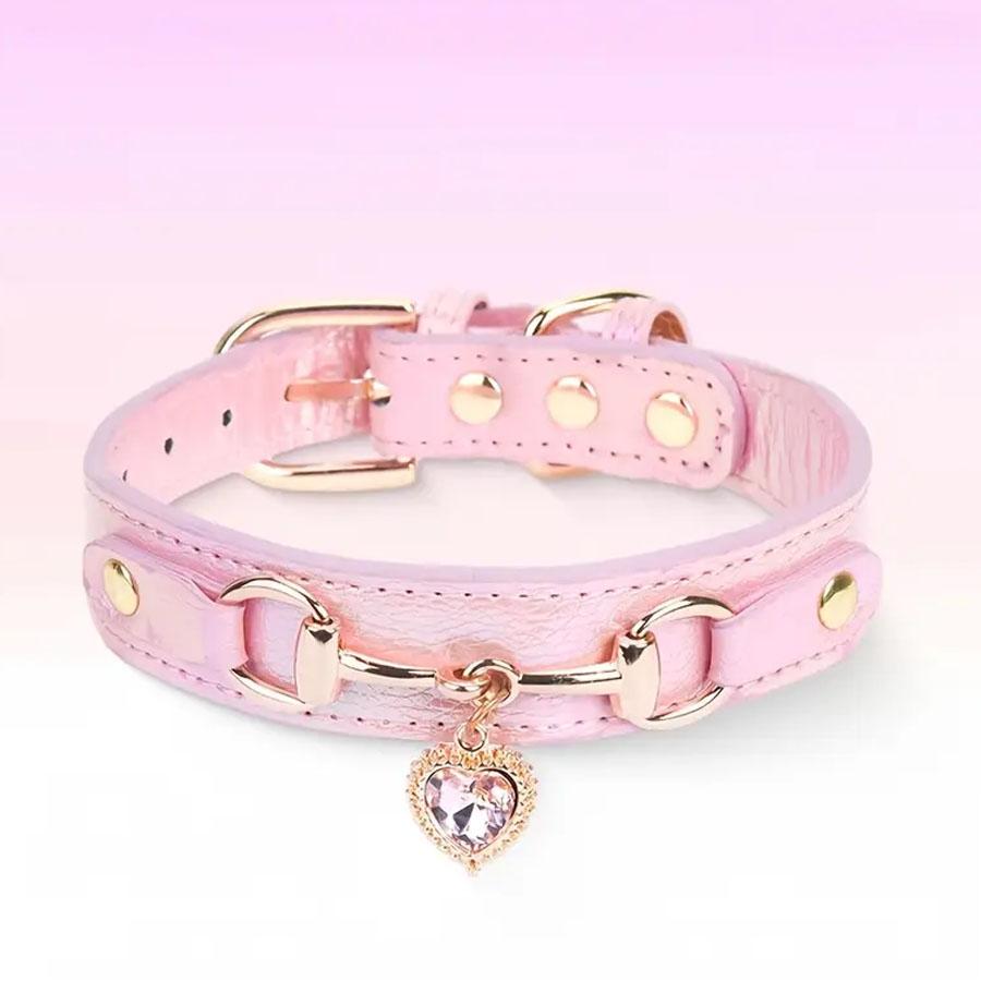 DC003 1Pc PU Leather Delicate Pet Dog Collar, High-Quality Leather Fabric And Alloy Fittings. Beautiful Gemstone Decoration. Sui