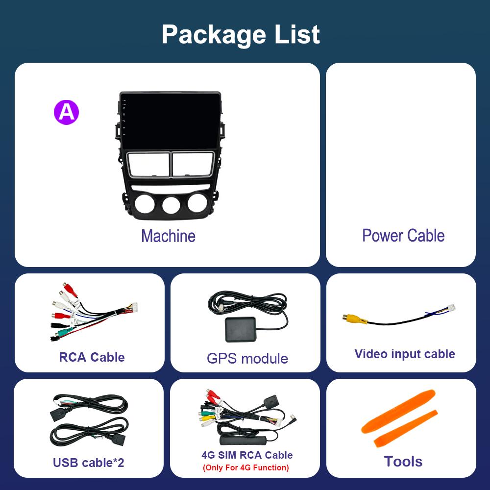 Car Radio Multimedia Player Android 14 Intelligent System for Toyota Vios Yaris 2018 - 2020 GPS 4G WiFi Bluetooth Split Screen