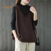 Frühling Herbst Damen Weste Strickpullover Retro V-Ausschnitt Locker Ärmellos Einfarbig Pullover Aushöhlen Rautenstruktur Alltagskleidung Top