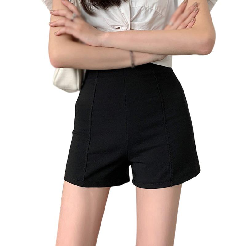 

Женские летние шорты брюки с высокой талией черные для повседневной носки L