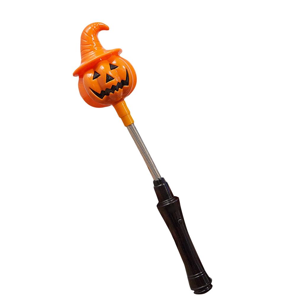 Halloween LED Glow Wands - Pumpkin & Light-Up Stick  Flexible Spring, Built-in Batteries, Party Favors/Decor