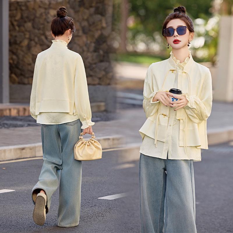 

Женский черный жилет с застежкой-лягушкой - Мода Весна 2025 HF25802-1 L (120-140 jin) белый