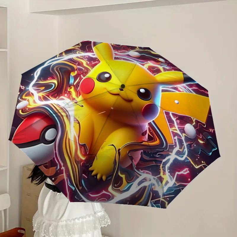 1PC , Pokémon Automatic Folding Umbrella | Vibrant Motif & Compact Design for Everyone, On-the-Go Essential - Gift-Worthy Style Yy250930051