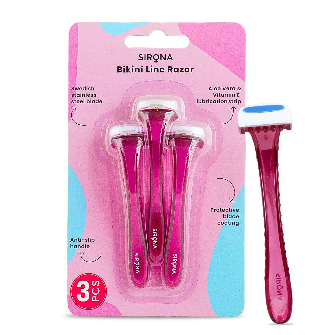 

Sirona Bikini Line Trimming Razor for Women - Pack of 3 | Reusable for Sensitive Areas | Safe, Clean & Irritation-Free Shave
