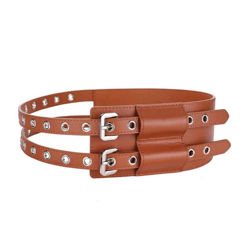 Leather Waist Belt With Matte Finish Large Eyelet Adjustable Waist Corset Belt For Women And Girl Fashion Coat Accessory