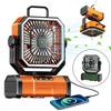 Rechargeable Camping Fan Portable Air Circulators with LED Light and Hook Outdoor Fan for Tent Power Outages Jobsite