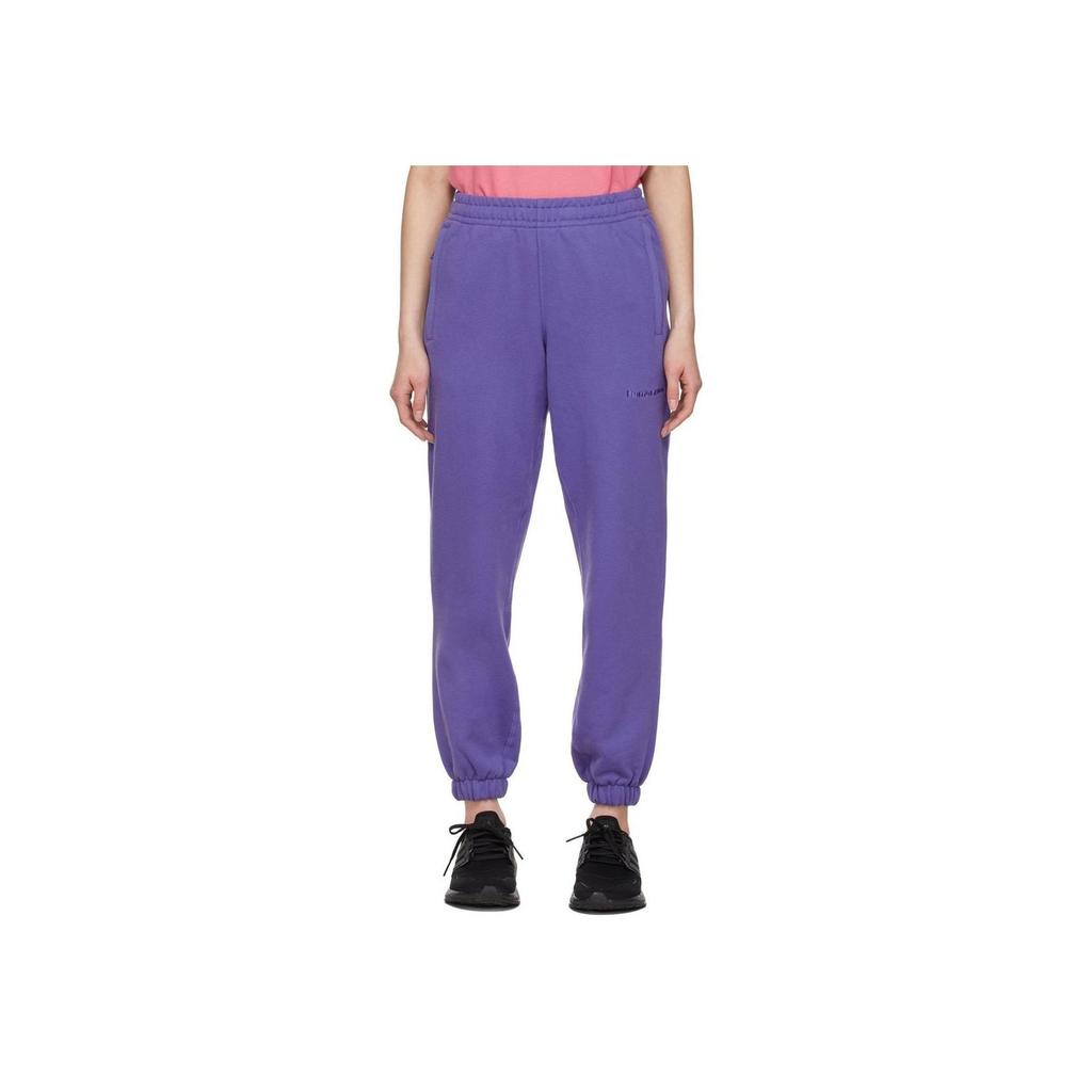 adidas Originals Trefoil X Pharrell Williams Co-Branded Solid Cotton Velvet Ribbed Elastic Sports Joggers Unisex Bottoms Purple HF9909