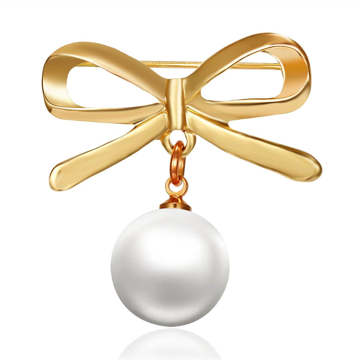 

Metal Bowknot Imitation Pearl Tassel Brooches For Women Elegant Pearls Beads Pendant Safety Pins Badges Party Jewelry