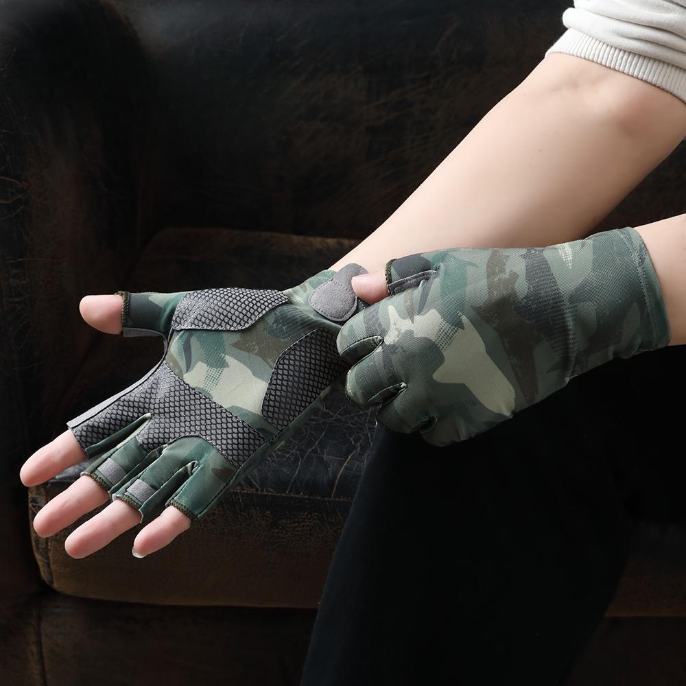 Summer Fishing Gloves Men's Thin Driving and Riding Breathable Ice Silk Road Outdoor Fishing Half Finger Sun Protection Gloves