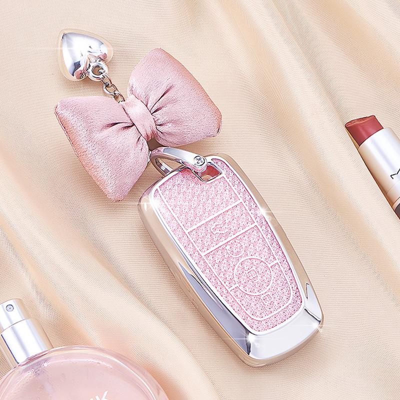 Crystal Pink Tpu For Ford Fusion Mustang Kuga Ecosport Explorer F-250 F-350 F-450 F-550 Raptor F150 Car Key Case Cover Holder