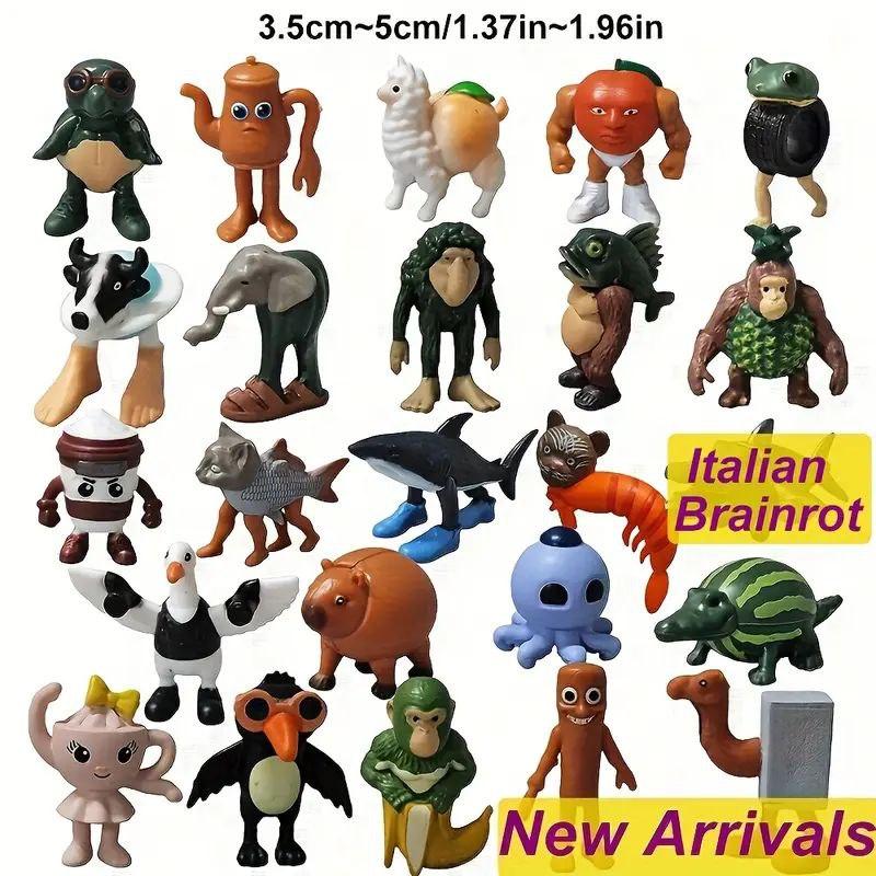Figures of Bombardiro Crocodilo, Tung Tung Tung Sahur, Tralaleo Tralala and Others. Italian Brainrot 24 Pcs 3.5-5 Cm
