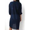Wrinkled Fabric Pocket Button Beach Cover Up Women's Solid Color Bikini Shirt