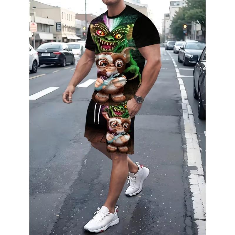 The 2025 Summer New Men's Set Features Street Casual Fashion Sportiness Softness Breathability and 3D Printing