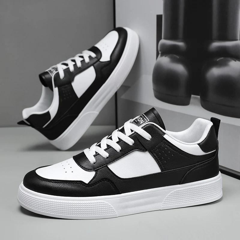 Leather Men Casual Sneakers Lightweight Mens Walking Running Shoes Outdoor Breathable Platform White Man Tennis Sports Shoes
