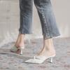 French Elegance Temperament High-heeled Slippers Women's Outerwear 2025 Summer New Kinky Solid Color Bag Head Sandals with Skirt