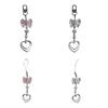 Bowknot Double Heart Pendant Cellphone Strap Phone Chain Detachable Bow Phone Lanyard Handmade Keychains for Wallet Bags