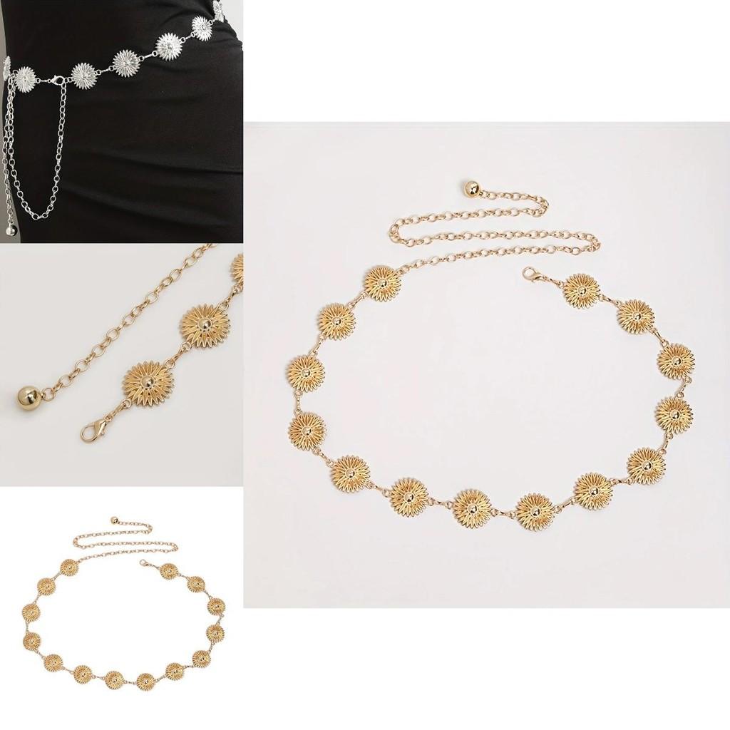 Metal Floral Daisy Embellished Waist Chain For Women Summer Casual Fashion Jewelry