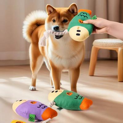 Hund Plüschfisch Spielzeug Quietschend Interaktives Hundekau Spielzeug Gefüllter Fisch Zahnpflege Spielzeug für Welpen Zahnungs Angst Linderung