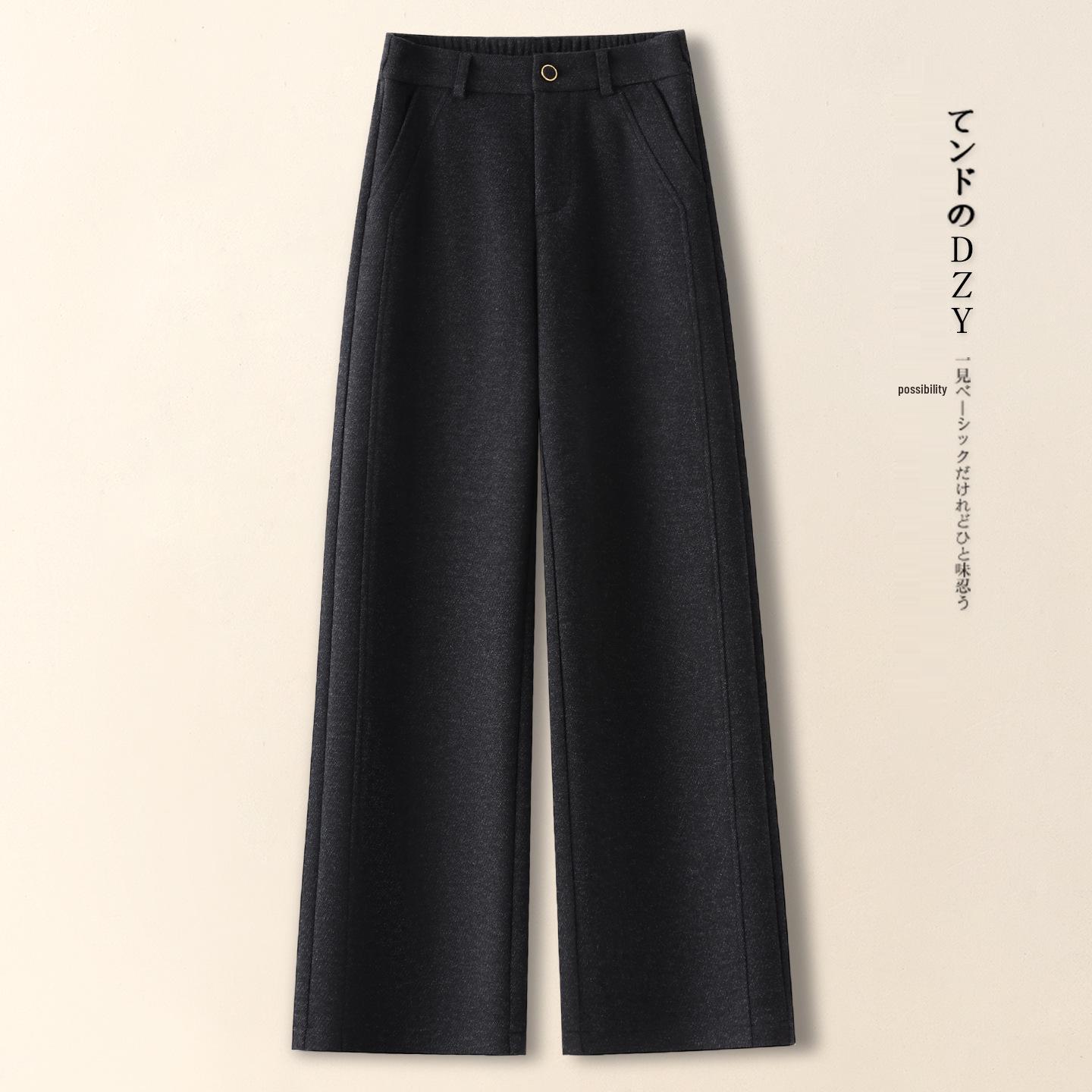 Women s Woolen Slim Wide-Leg Pants - Autumn/Winter 2025 Fashionable Casual Trousers 30/2XL (125-135 lbs)