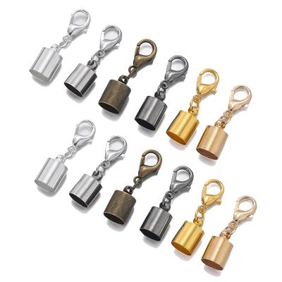 10 Stück Hummerklappverschlüsse Haken Lederband Endkappen 2,5-9,5 mm Crimp-Endspitzen Verbinder für Armband Halskette Schmuckzubehör