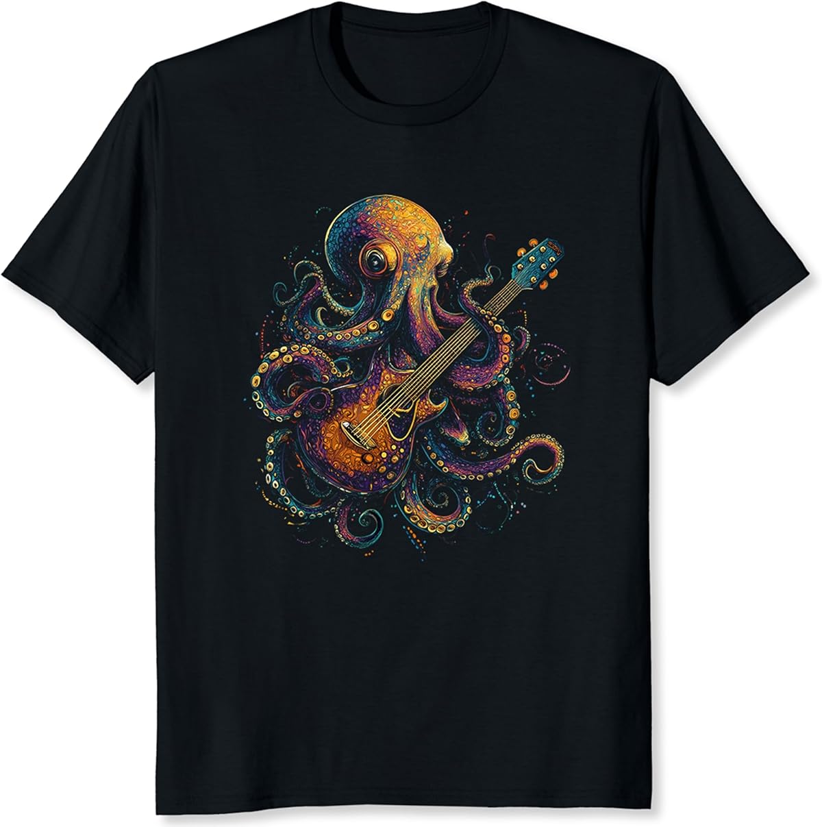 

Octopus Playing with Guitar Band Shirt for Men Classic Metal Band Graphic Tee Vintage Rock Band T-Shirt Gift for Music Lovers S