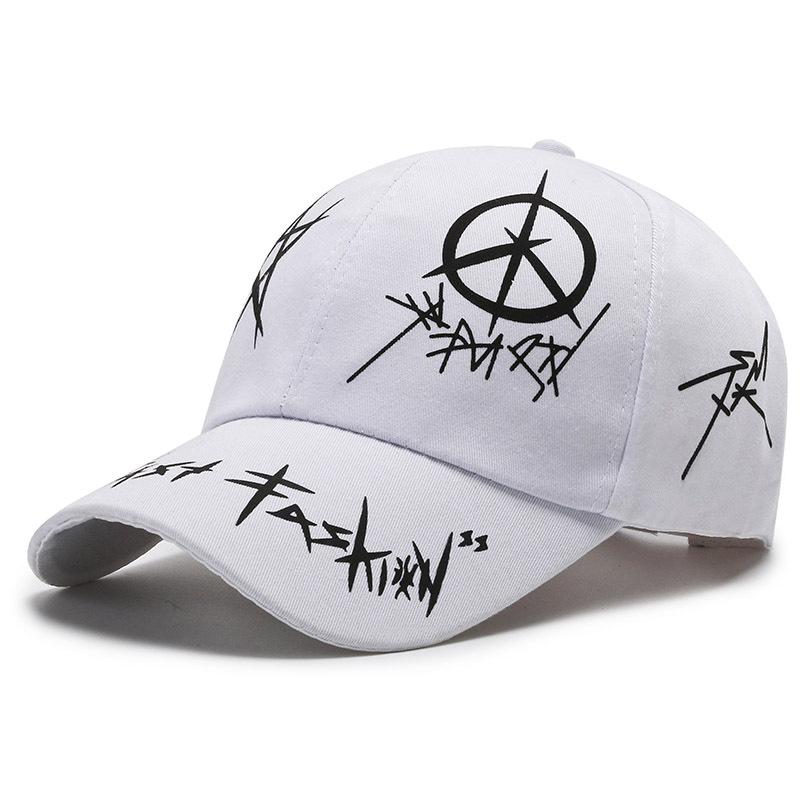 Spring new men's baseball cap printed cap trendy sun hat men's and women's couple hats