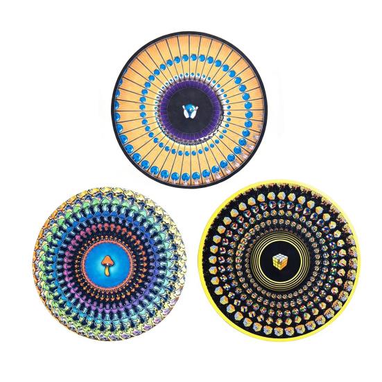 2/3 Peças Slipmat Animado Zoetrope 12 polegadas Ilusão Óptica Tapete de Toca-discos Slipmat de Vinil Animado com Efeito de Movimento Zoetrope Disco Visual Cinético