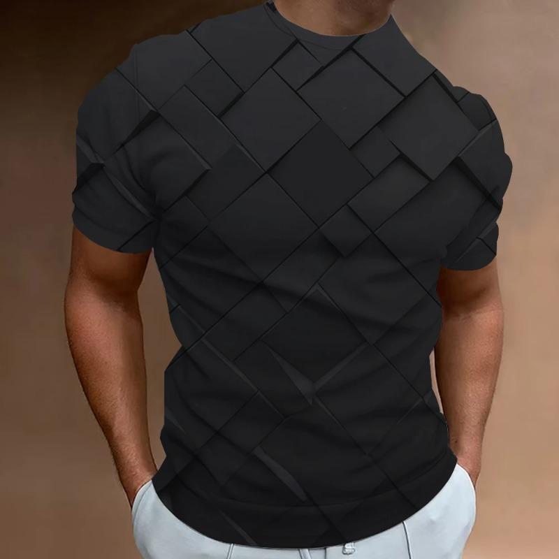 Funny Men's T Shirt Tops 3d Abstract Geometry Print T-Shirt For Men Summer Trend Simple Loose Tee Casual Breathable Man Clothing