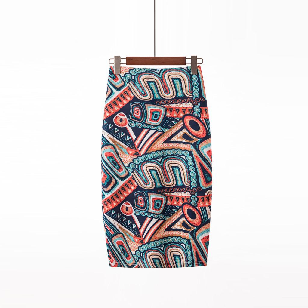 Digital Print Women's Pencil Skirt - Hip-Hugging, Half-Length