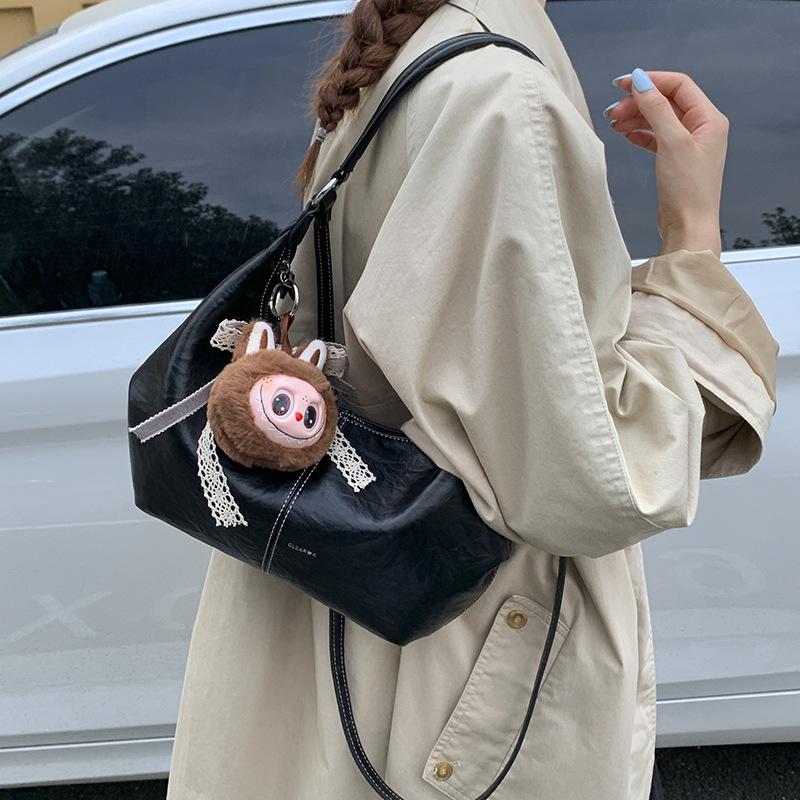 2025 New Fashionable Solid Color Casual Simple Commuting Large Capacity Shoulder Bag Messenger Bag Underarm Bag Shopping Bag