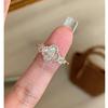 Fashion Zircon Motherofpearl Diamondshaped Open Ring For Women