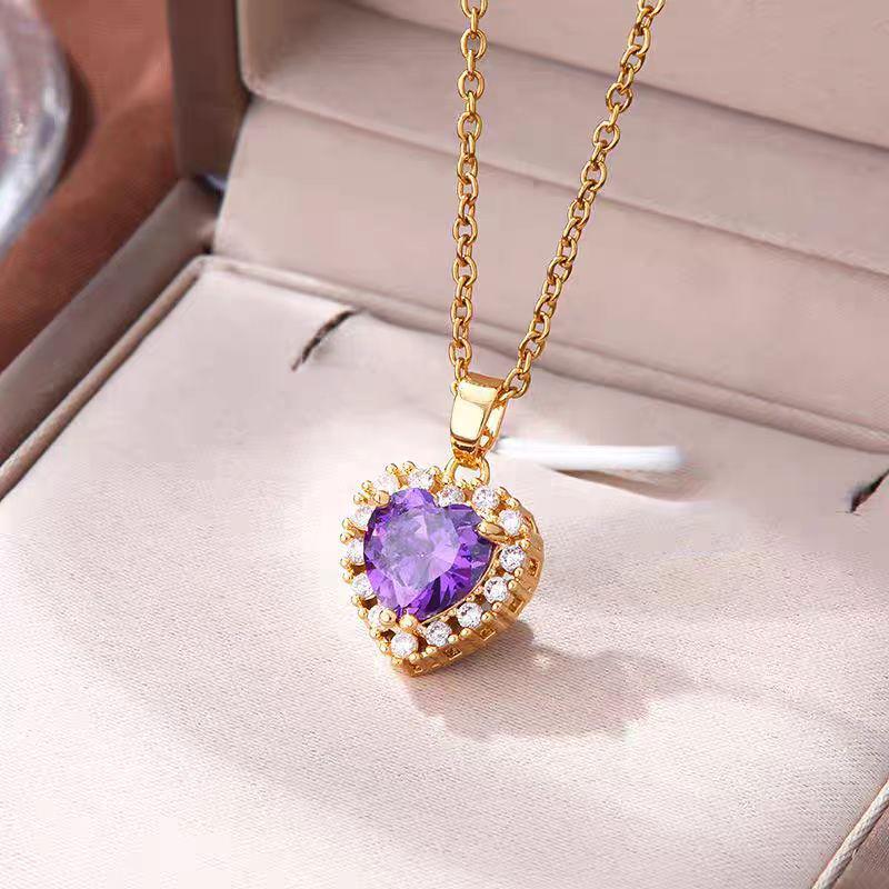 Damen Halskette, Ohrringe und Ring Set: Liebesstein im japanischen und koreanischen Stil, Nischendesign, Schmuck aus Titanstahl