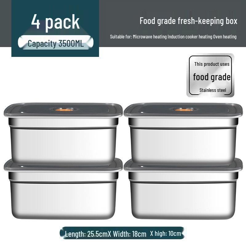 Stainless Steel Food Storage Box with Lid - Square Tray Lunch Container for Office Workers
