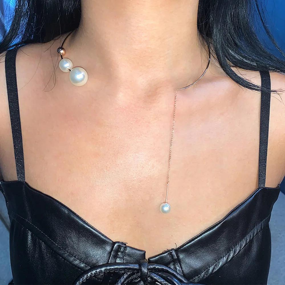 2025 New Fashion Statement Women's Pearl Clavicle Choker Necklace - Enhance Your Elegance and Style