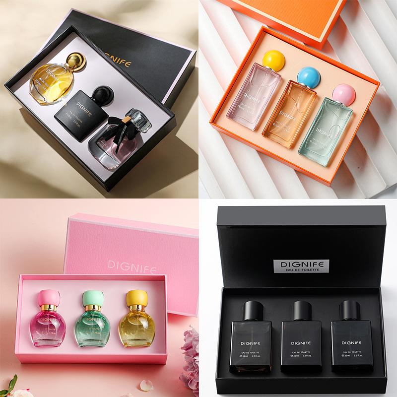 Direct supply women's perfume lasting fragrance men's and women's gift box set perfume new three-piece set