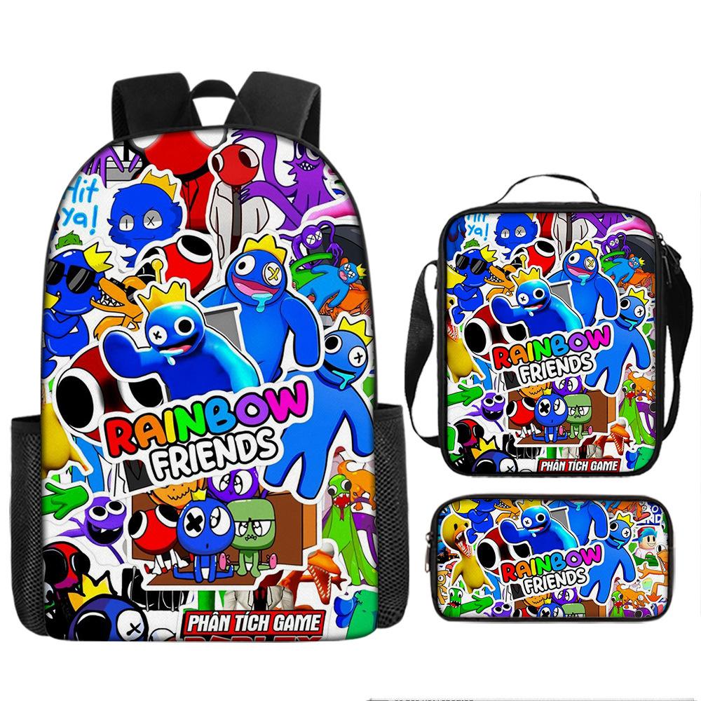 Rainbow Friends Zaino Scolastico Rainbow Friends Zaino Cartone Animato Borsa a Tracolla Astuccio Set da Tre Pezzi
