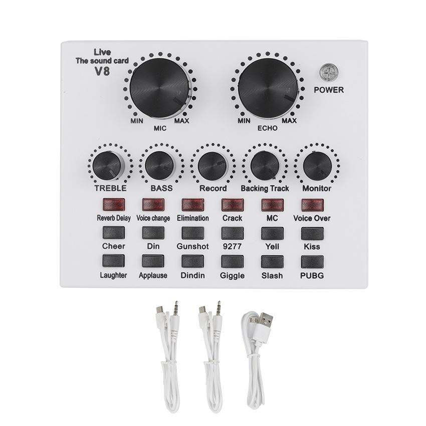 Freeboss Bluetooth Computer Record Sound Card USB Record 6 Channel Digital Effects Audio Mixer for Mobile Phone Computer PC