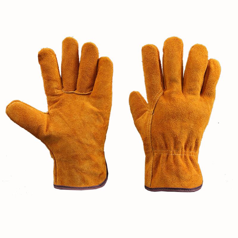 Men Work Gloves Soft Cowhide Driver Hunting Driving Farm Garden Welding Security Protection Safety Mechanic Glove