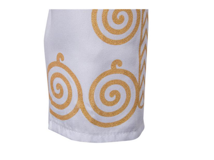 Men's Gold Foil Print Long Sleeve Middle Eastern Style Shirt (European Size, 2023)