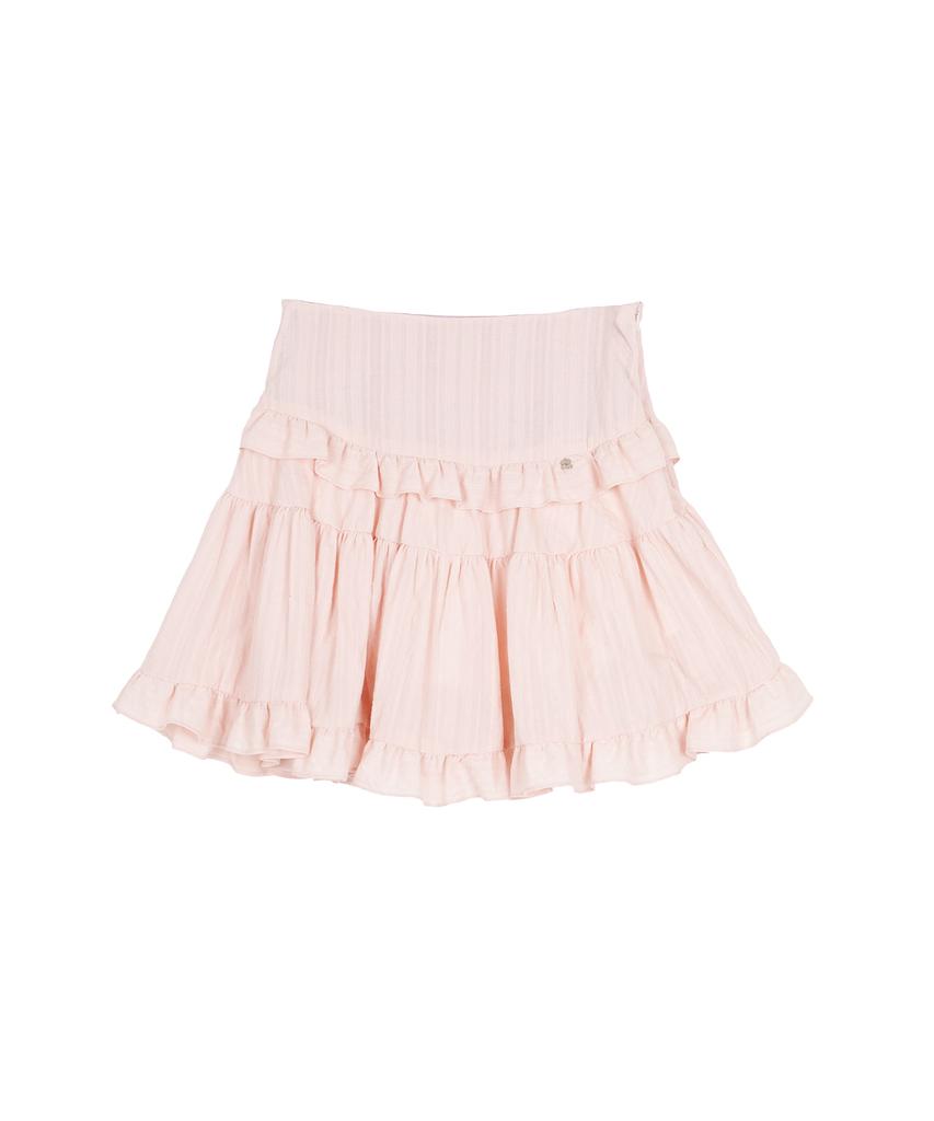 High School Disco Logo Shirred Tiered Skirt Pink