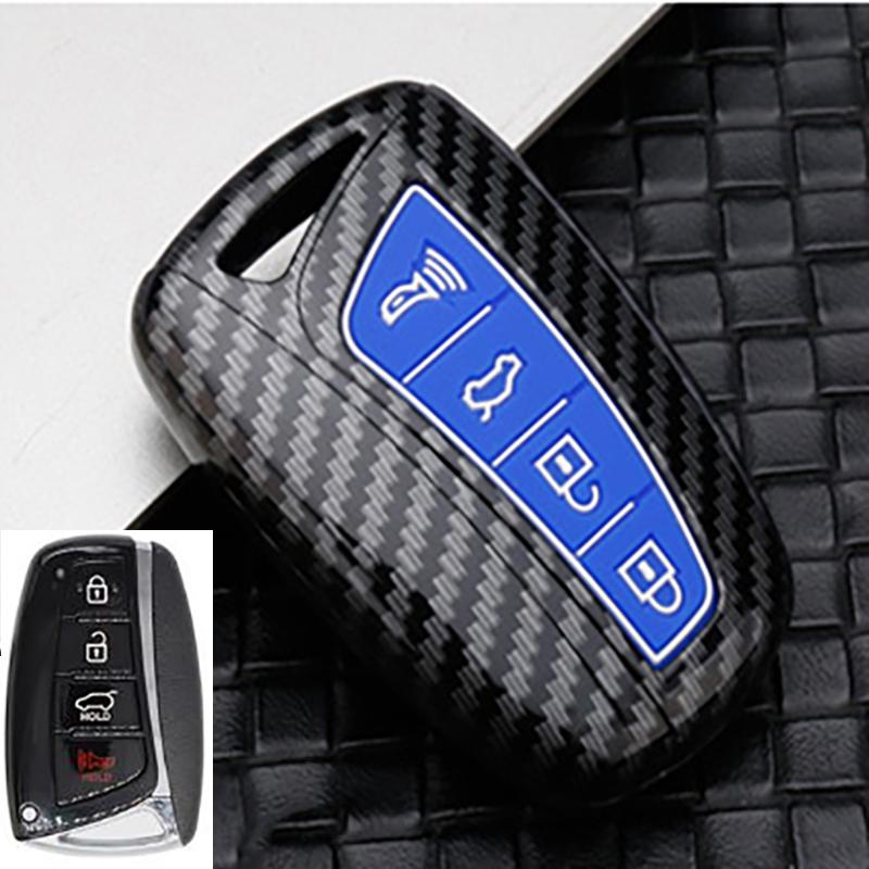 3/4 Buttons Carbon Auto Key Fob Cover Housing Fit For Hyundai Santa Fe Sport Ix45 Equus Centennial Genesis G80 Grandeur Azera 2013-