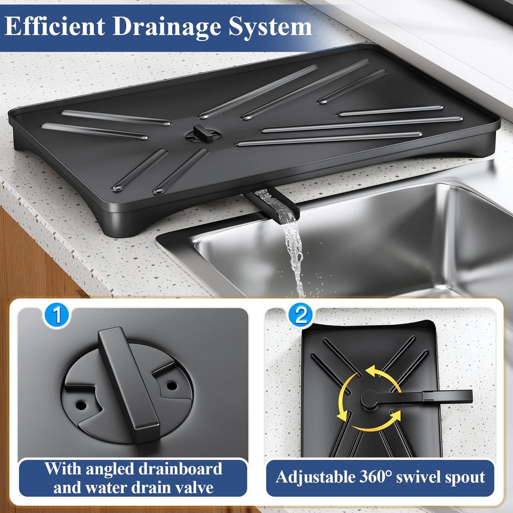 Dish Drying Rack for Kitchen Counter - Large Dish Rack with Drainboard, Rustproof Dish Drainer with Utensil Holder for Sink