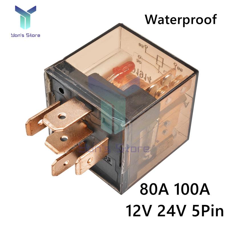Waterproof Automotive Relay DC 12V 24V 80A 100A 4Pin 5Pin SPDT Switch Car Control Device Car Relays High Capacity Switching Relays 5