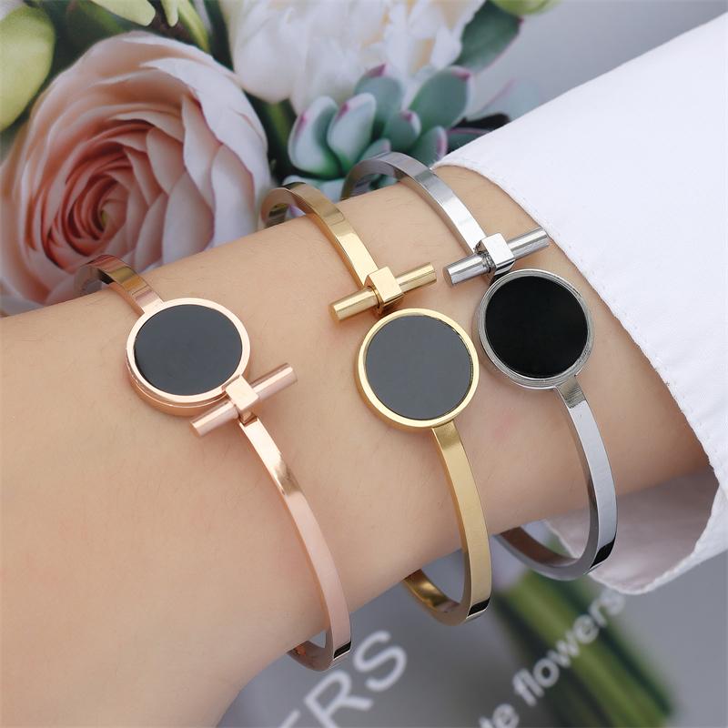 Fashion Titanium Steel Rose Gold Color Bracelet Bangles for Women Exquisite Birthday Anniversary Zircon Gifts