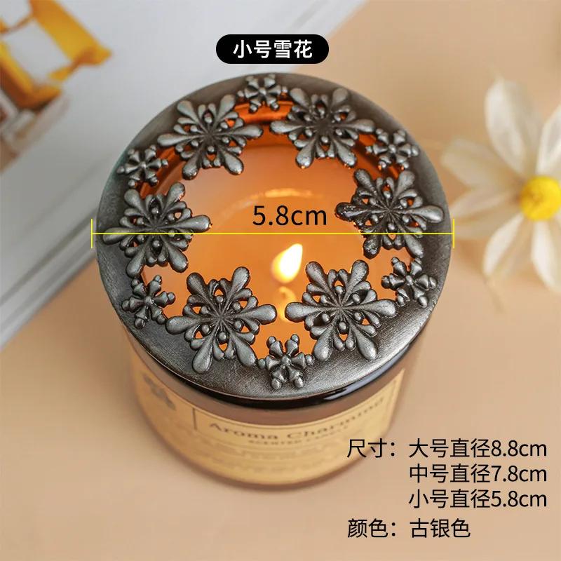 

Металлический топпер для баночной свечи, резной цветок, сбор тепла, защита от образования нагара на стенках, равномерное горение, крышка для свечи, аксессуары для ароматерапии