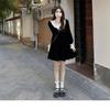 Autumn new Hepburn style black velvet dress women's vintage college style Lolita little black dress