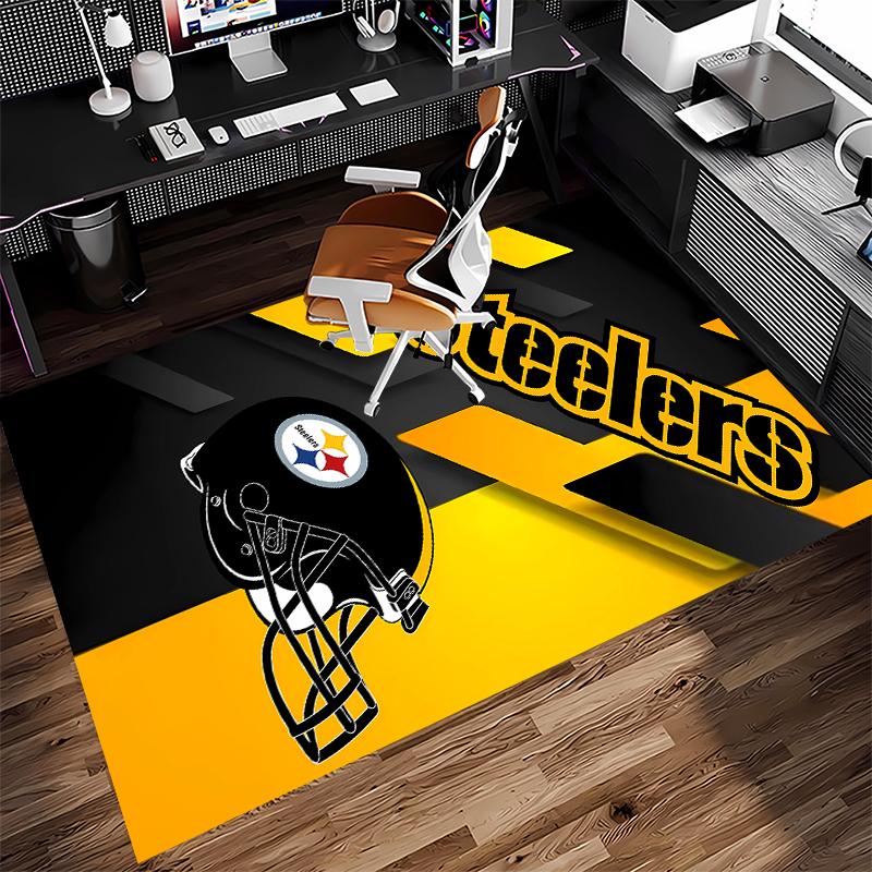 1pc Pittsburgh Steelers Print Area Rug - Soft,Washable Non-Slip Indoor Mat for Office Chairs,Living Room,Home Office Decorative Rug