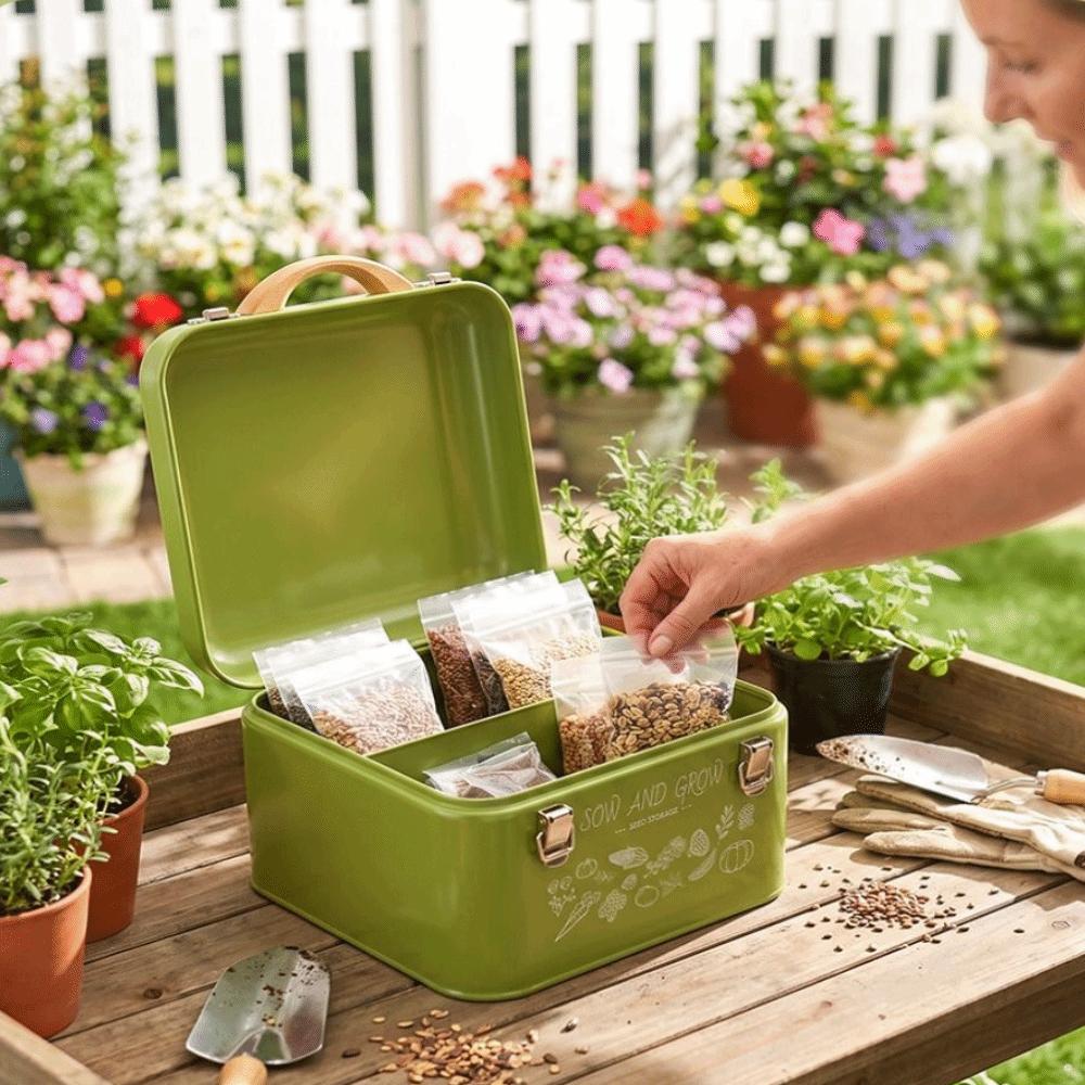 Metal Seed Storage Box Waterproof Storage Container Nordic Style Sorting Box Outdoor Gardening