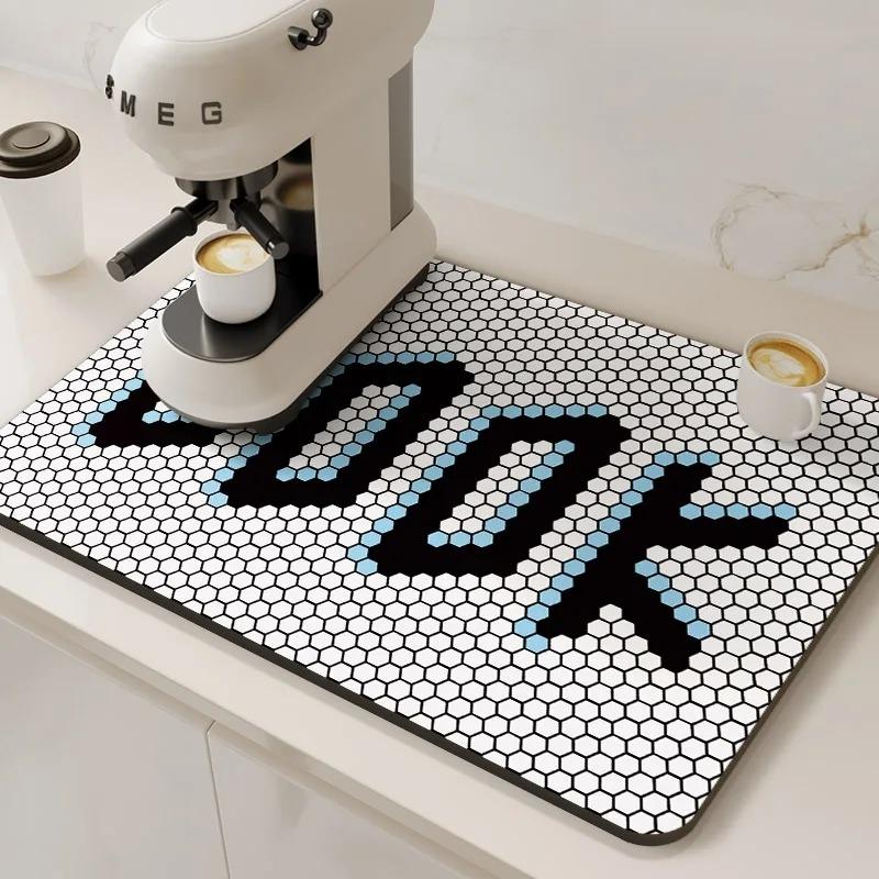Large Coffee Machine Mat Absorbent Kitchen Dish Drying Mats Dry Drain Pad Tableware Non-slip Draining Placemat Home Decoration