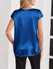Women's Solid Color Satin V-Neck T-Shirt - Spring/Summer Casual Business Top